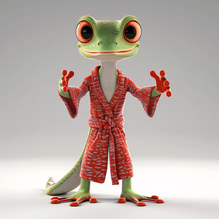 双手掐腰的青蛙形象