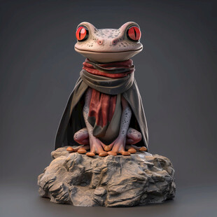 穿风衣的青蛙形象