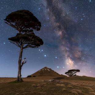 星空下的古树