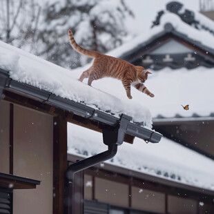 猫咪雪地