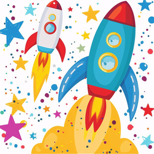 卡通火箭插画
