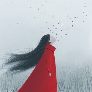 红衣美人插画