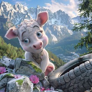 3d卡通猪拍照图