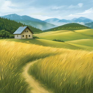 农村风景插画