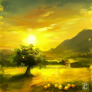 阳光晴朗风景插画