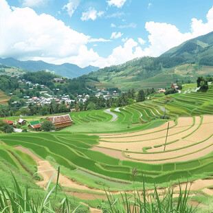 梯田画素材