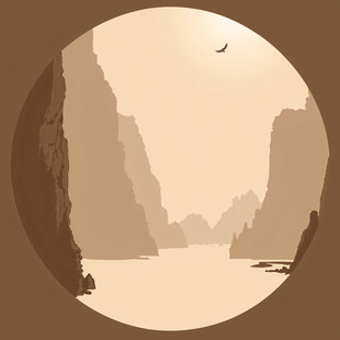 意境圆形山水设计