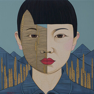 人脸色块拼接装饰画