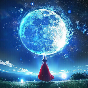 唯美黑夜晚女孩吊旗