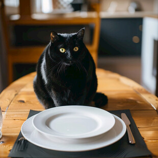 餐桌上的猫咪