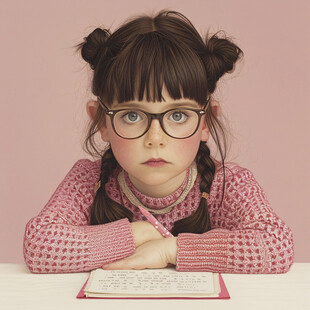 聪慧的小女孩插画