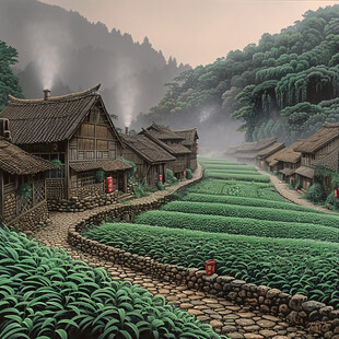 茶园风景装饰画