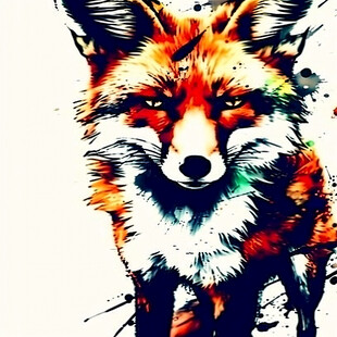 彩绘狐狸流行抽象画