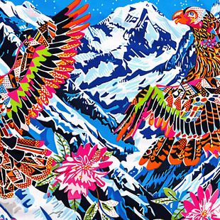 手绘鹰森林时尚插画