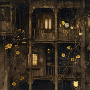 阁楼皇宫银杏插画