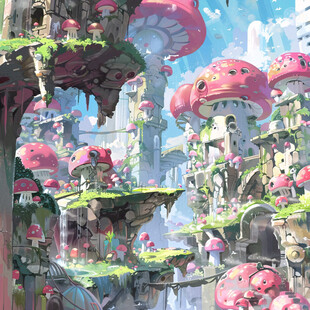 粉色奇幻建筑物