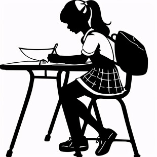 女孩试卷手绘