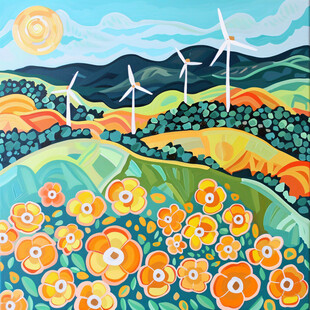 风力发电插画