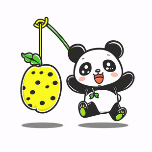 熊猫抱菠萝图案
