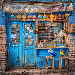 怀旧杂货铺壁画