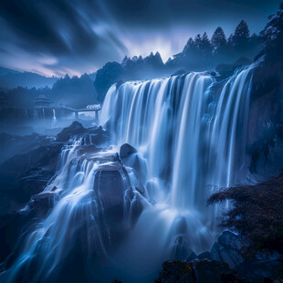 慢门瀑布风景素材