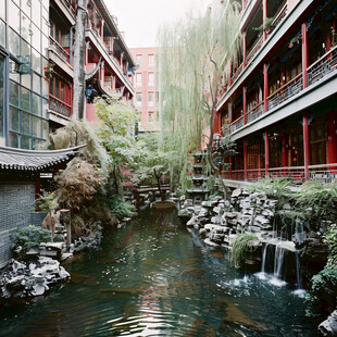 酒店饭店仿古园林景观