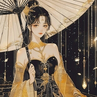 古风美女头像插画封面