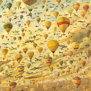 美式热气球墙纸
