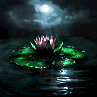 月色中的水浮莲