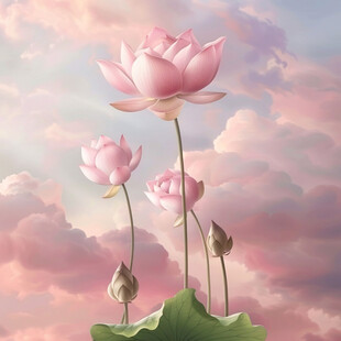 3d立体花卉荷花