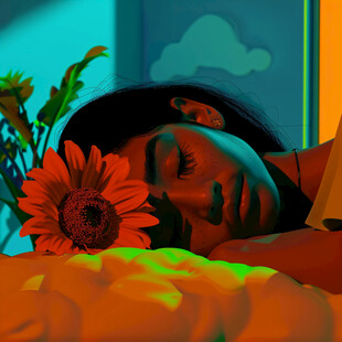 东方睡眠女子插画