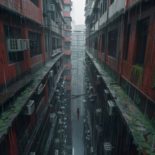 雨中建筑群