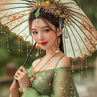 撑伞唐代装束美少女