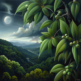 皓月雄风景观插画