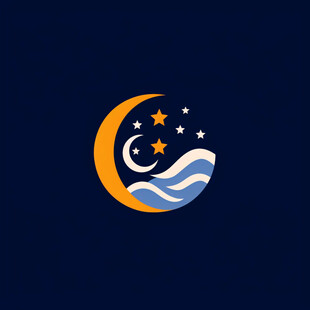 月亮星星海浪logo