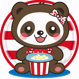 吃面包的熊猫卡通