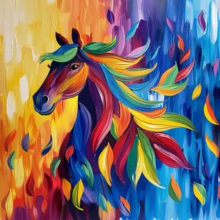 现代插画抽象马素材