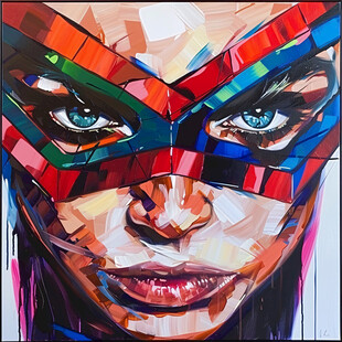 人脸色块拼接装饰画