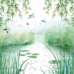 湿地公园插画