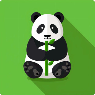 熊猫吃竹子插画