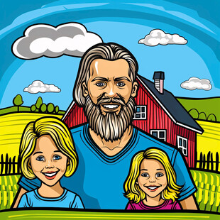 一家三口卡通画象