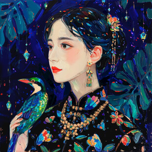 苗族美女插画