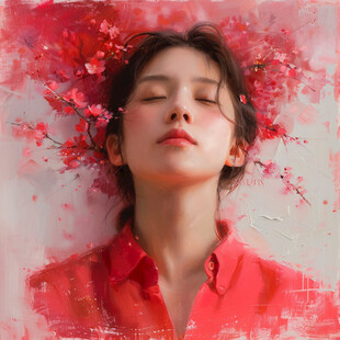火红独特樱花色彩
