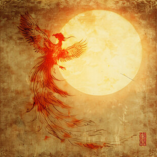 神鸟插画鸾鸟玄鸟朱雀