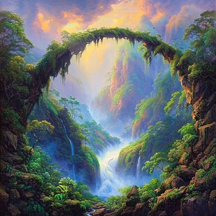 山水深渊建筑立体画