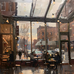 咖啡店油画