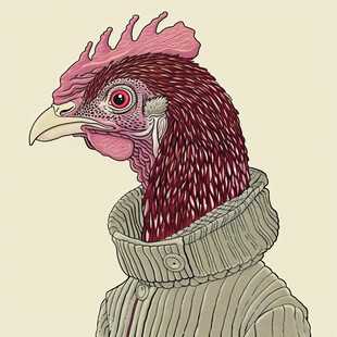 手绘公鸡插画