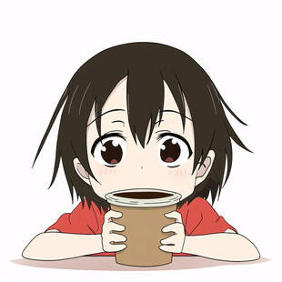 二次元女孩喝奶茶