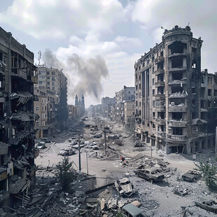 被轰炸的建筑物