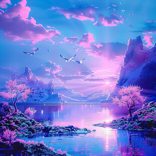 粉色的奇幻风景